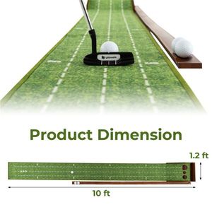 Tapete de Golf de 3 Metros Marrón y Verde con Retorno Automático de Pelotas, 3 Tamaños de Hoyos (3.5"/2.7"/2.4") - Ayudas para el Entrenamiento de Golf - Product Image 3