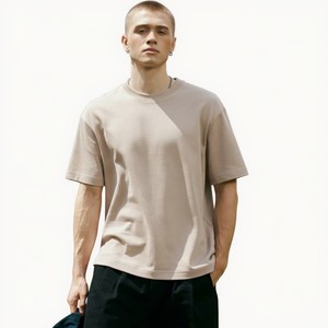 T-shirt décontracté pour homme à manches courtes 100 % coton 220 g/m² coupe oversize motif uni respirant écologique séchage rapide - Product Image 1