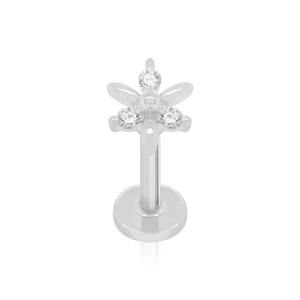 Piercing de Corona de Oro Sólido de 14K con Diamante Cultivado en Laboratorio, Venta al por Mayor, Diamante de Laboratorio de 0.07ct, Labret con Rosca Interna, Joyería de Base Plana Zisma - Product Image 4