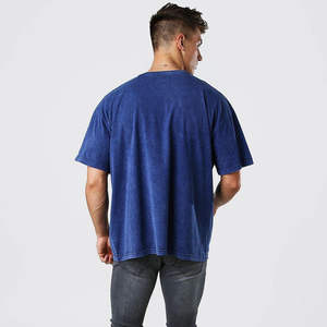 Camisetas de algodón 100% para hombre, nuevas, con hombros caídos, cuello redondo, ropa a granel, camisetas pesadas con estampado de letras, camisetas lisas - Product Image 3