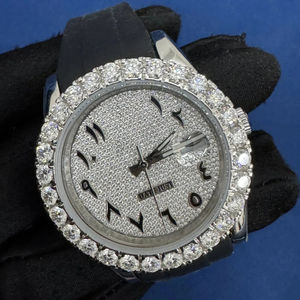 Montre de luxe bicolore en acier inoxydable avec diamants Moissanite VVS1, calendrier automatique, en gros et à prix abordable - Product Image 2
