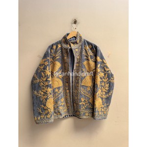 Unisex <b>Women's</b> Party Wear Two Side Handmade Boho <b>Velvet</b> Quilted Floral Embroidery <b>Women's</b> Winter Inside Cotton Lining <b>Jacket</b> - Product Image 3