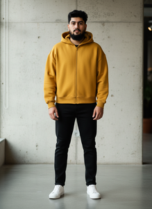 Sweat à capuche streetwear personnalisé, coupe oversize, en molleton bouclette épais, style vintage, délavé à l'acide et effet soleil. - Product Image 5