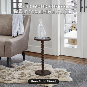 Modern White Accent Eco-Friendly Iron Round End Table with <b>Solid</b> <b>Wood</b> Legs for Living Room Coffee Table 1 Year Warranty - Product Image 5