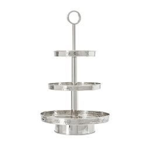 Wholesale Decorative Round Metal Cake Stand Superior Quality 3 Tier Silver Finish Metal Serving Stand With Handle For Weddings - Product Image 1