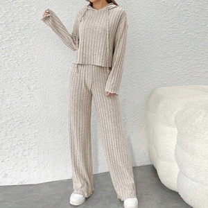 Conjunto de 2 piezas de chándal de algodón de felpa anti-bolitas de largo completo para mujer, hecho a medida OEM, talla grande, ¡Gran oferta a precio económico! - Product Image 2