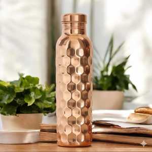 Handmade Hammered Copper <b>Bottle</b> Modern Luxury Design Screw-On Lid Reusable Eco-Friendly Direct Drinking Boiling Safe Adults - Product Image 3