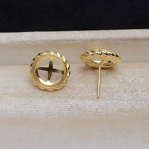 Ensemble de pendentif et de boucles d'oreilles en argent S925 avec perle de 10 mm, base plate en marbre, composants et trouvailles de bijoux DIY, modèle 5009 - Product Image 4