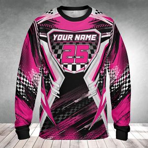 Maillot de course personnalisé à manches longues rose et noir pour motocross, avec nom et numéro personnalisés, équipement de course MX unisexe OEM - Product Image 1