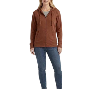 Sweat-shirt à capuche zippé pour femme, violet, manches longues, en mélange de coton tricoté, respirant, couleur unie, coupe classique, automne, sans doublure - Product Image 5