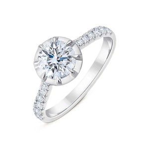 Anillo Micro Redondo Halved Octelle para Producto Más Vendido con 1 Diamante Redondo Cultivado en Laboratorio de 1.00 Quilates DEF VS Oro Sólido de 10K 14K 18K - Product Image 4