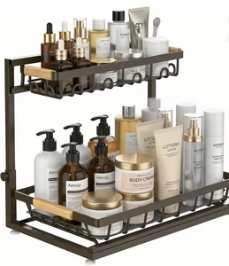 OEM/ODM Vietnam Double <b>Layer</b> Pull Out <b>Under</b> Sink Rack Metal Wire Kitchen Storage Holder Durable Organizer Shelf - Product Image 4