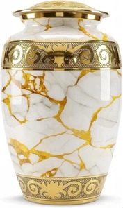 Urne funéraire décorative en aluminium de grande taille pour adulte, motif éléphant au coucher de soleil, urne funéraire classique de qualité supérieure, taille standard - Product Image 2