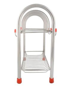 Étagère à vaisselle en métal à double niveau avec supports pour tasses, résistante à la rouille, support de rangement pour la vaisselle de cuisine, type moderne sur pied - Product Image 5