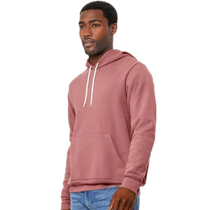Sweat à capuche Bella + Canvas pour homme, 100 % coton molletonné, coupe classique (3719) DEEP HEATHER, style uni, manches longues, imprimé numérique sur le devant - Product Image 4