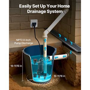 Bomba sumergible para aguas residuales/efluentes de 3/4 HP y 6000 GPH, de hierro fundido, con interruptor de flotador automático con cable y salida NPT de 2 pulgadas - Product Image 6