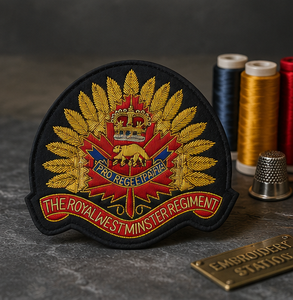 THE ROYAL WESTMINISTER REGIMENT High Quality Lace Embroidered Patch <b>Sew</b>-On Fabric Badge Circular Luxury Design for Garment - Product Image 1
