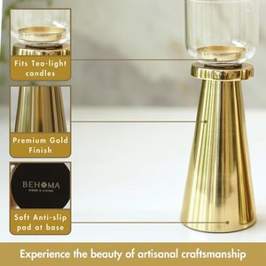 Juego de 2 Portavelas de Metal Dorado para Velas de Té, Decoración para el Hogar - Product Image 4