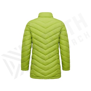 Chaqueta Acolchada Verde para Mujer, Invierno, Cuello Alto, Manga Larga, Relleno de Poliéster, Cierre de Cremallera, Largo Regular, Color Sólido - Product Image 2
