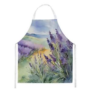 Delantal de acuarela de lavanda Unisex Multicolor grande para adultos para cocinar manualidades para hornear jardinería-servidor para uso en la cocina - Product Image 1