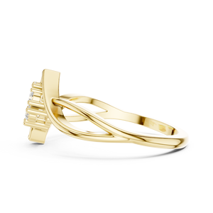 Anillo de Compromiso y Boda de Oro Amarillo con Diamantes de Corte Redondo en Racimo Floral para Mujer - Product Image 4