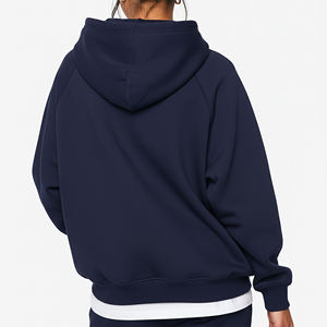 Sudadera con Capucha Corta Extra Grande Personalizada para Mujer, Color Sólido, Manga Larga, 100% Algodón Tejido, Transpirable, para Otoño - Product Image 5