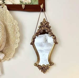 Antique Gold Hanging <b>Mirror</b> – Baroque Ornate <b>Frame</b> Wall <b>Mirror</b> with Chain for Luxury Interior Decor - Product Image 4