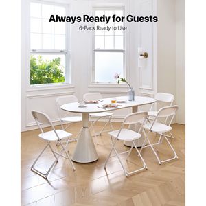 Paquete de 6 Sillas Plegables Portátiles Apilables para Interiores con Estructura Metálica Resistente y Mesa Plegable de Plástico - Product Image 2