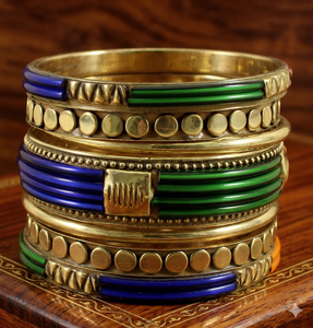 Direct Factory Sale of Handmade <b>Indian</b> Fashion <b>Bangles</b> Resin Beads with Metal <b>Bangle</b> Set Fashion Jewelry & Accessories - Product Image 1
