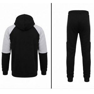 Survêtement streetwear noir uni pour homme, motif uni, 100% coton, écologique, coupe-vent, respirant, polyvalent, mode vintage - Product Image 4