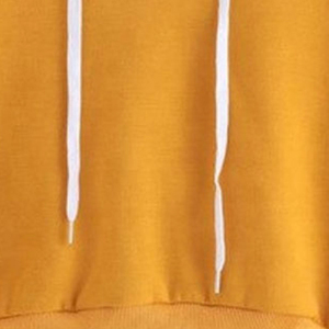 Sudadera con Capucha Corta para Mujer, 100% Algodón Premium, Color Amarillo, Felpa Francesa, Manga Larga, Informal, Tejida, para Invierno - Product Image 4