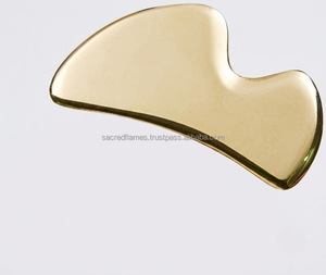 Outil facial Gua Sha de luxe en laiton massif, poli miroir, en métal doré, pour sculpter le visage et le corps, plaque de raclage pour la mâchoire, vente en gros - Product Image 2