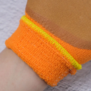 Safety <b>Gloves</b> Full Grain Textured Anti-Slip <b>Knit</b> Wrist General Purpose Work <b>Gloves</b> Orange Yellow Trim - Product Image 4