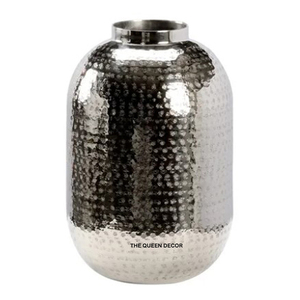 Ensemble de 2 vases décoratifs en aluminium plaqué argent de qualité supérieure, avec dessus en verre, dernière arrivée - Product Image 6