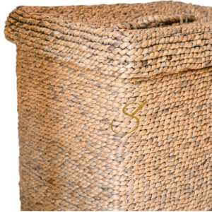 Large Laundry <b>Basket</b> with Lid – Decorative Woven Brown <b>Basket</b> – <b>Rectangular</b> Laundry Hamper – Boho <b>Basket</b> Handmade from Water Hya - Product Image 3