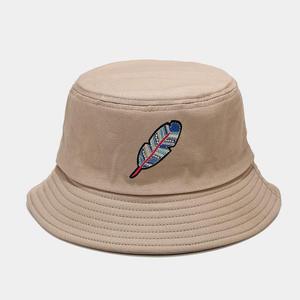 Chapeau Bob Unisexe en Toile de Coton Brodé Motif Plume Décontracté Printemps-Été 56-58CM pour Adulte - Product Image 6