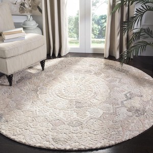 Alfombra Redonda con Diseño de Medallón, de Lana y Acrílico, con Pelo Largo y Texturizado, Estilo Clásico para Sala de Estar, con Base de Goma, Fácil de Limpiar - Product Image 4