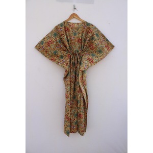 Vestido Kaftán Floral Boho, Hecho a Mano en India, Estampado Digital, Maxi Vestido Informal para la Playa, Vestido Étnico de Verano, 100% Algodón - Product Image 3