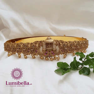 Fashion Body Chain with Nagas and Golden Pearls - Product Image 1