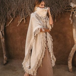 Robe Poncho Oversize pour Festival, Cardigan Bohème pour Femme en Coton Brut, Kimono à Manches Larges, Tenue Nomade Gypsy - Product Image 2