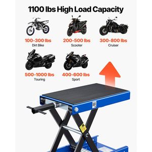 Cric ciseaux moto 1100 Lbs avec plateforme large de 3,74 po (9,5 cm) et pignon de verrouillage, support de levage central à manivelle de 13,38 po (33,9 cm) pour levée de 1100 Lbs - Product Image 2