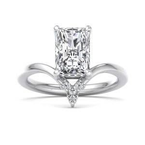 Drop <b>Crown</b> Cluster Curved Looping Shank Romantic Propose Radiant Cut Moissanite Diamond 925 Sterling Silver <b>Ring</b> - Product Image 3