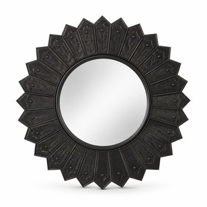 Matte <b>Black</b> Brass Circular Etched <b>Wall</b> <b>Mirror</b> Wholesale | Handcrafted Decorative - Product Image 1