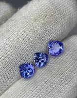Cœur de tanzanite naturelle facetté AA de 6 mm. Lot de cœurs de tanzanite.