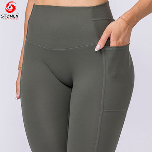 Custom Women High Waist Yoga <b>Leggings</b> <b>with</b> Side <b>Pockets</b> Stretch Gym <b>Workout</b> Fitness Pants OEM ODM Manufacturer - Product Image 6