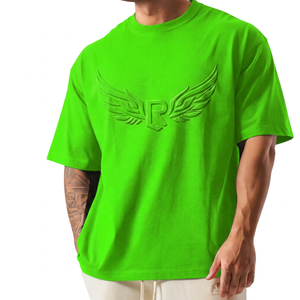 T-shirt homme oversize bleu marine avec ailes en relief et logo R, manches courtes, coupe décontractée, col rond, design sur le devant - Product Image 4