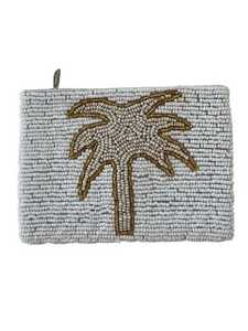 Monedero con cuentas de palma en oro blanco, estilo tropical, con cremallera, para vacaciones, precio al por mayor - Product Image 1