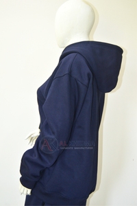 Ropa Deportiva Personalizada, Sudadera con Capucha Azul Marino para Mujer, Informal, 100% Algodón Tejido, Manga Larga, Transpirable, Antiencogimiento, OEM, Personalizable, Invierno - Product Image 3