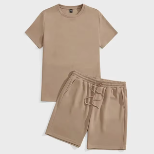 ชุดเสื้อยืดและกางเกงขาสั้นผู้ชาย 2 ชิ้น ผ้ากำมะหยี่ถัก คุณภาพสูง แบรนด์สั่งทำพิเศษ เป็นมิตรกับสิ่งแวดล้อม สำหรับฤดูหนาว ผ้าฝ้าย 100% สไตล์สปอร์ต - Product Image 3