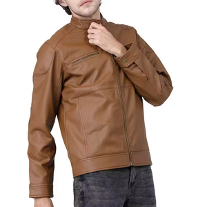 <b>Mens</b> Classic Genuine Leather <b>Slim</b> <b>Fit</b> Winter Casual Outdoor Breathable Front Logo <b>Jacket</b> - Product Image 3